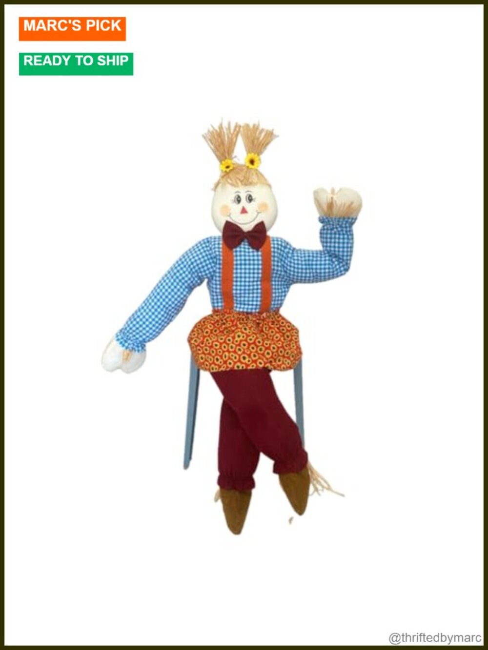 43.5'' Large Fall Scarecrow Decoration Outdoor Harvest Thanksgiving Sitting